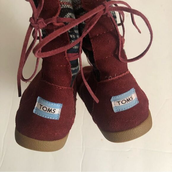 Toms Aztec style leather moccasin lace up boots size 6 - Picture 7 of 9